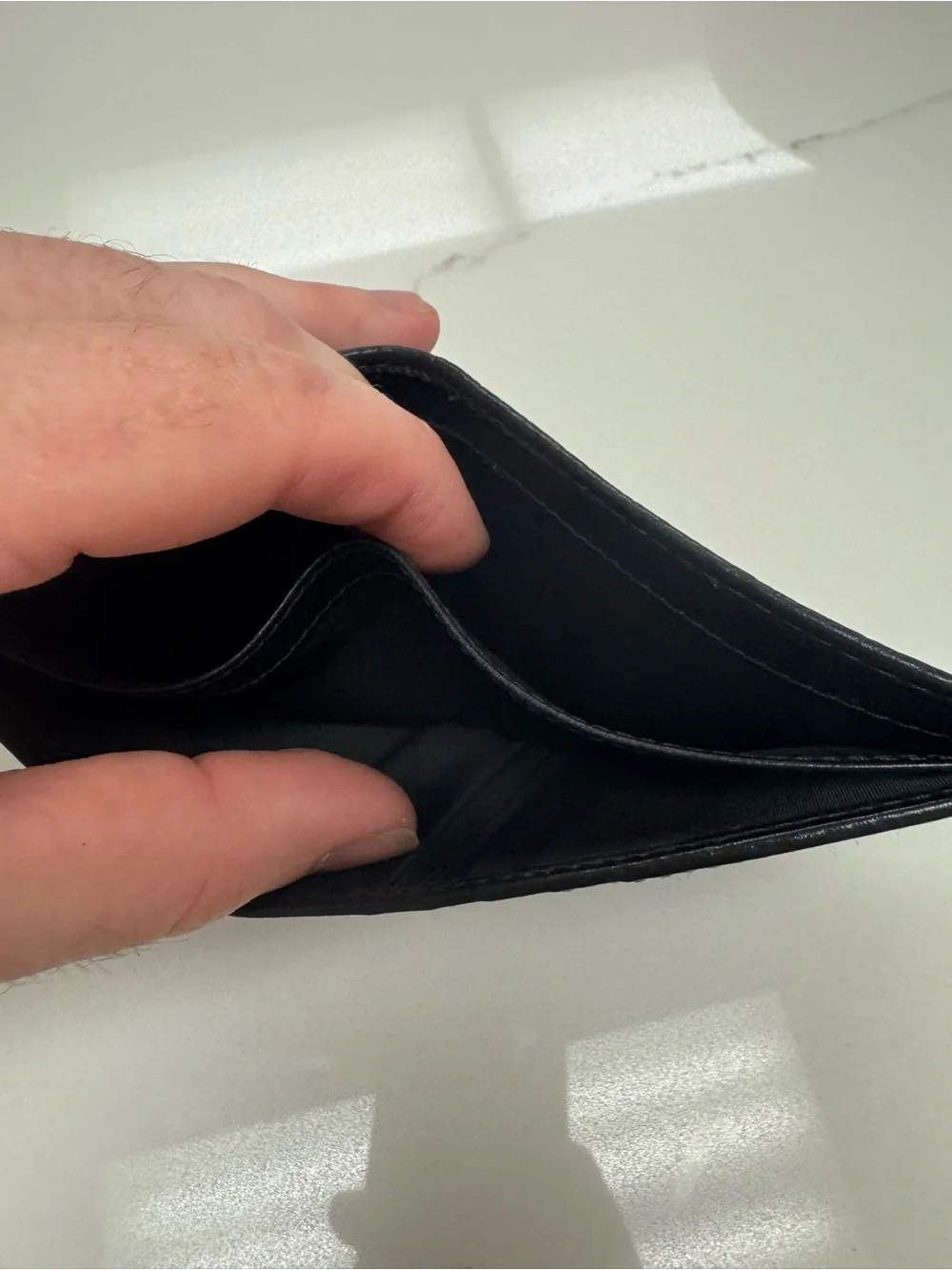 Bosca Black Pebbled Leather Bi-Fold Wallet